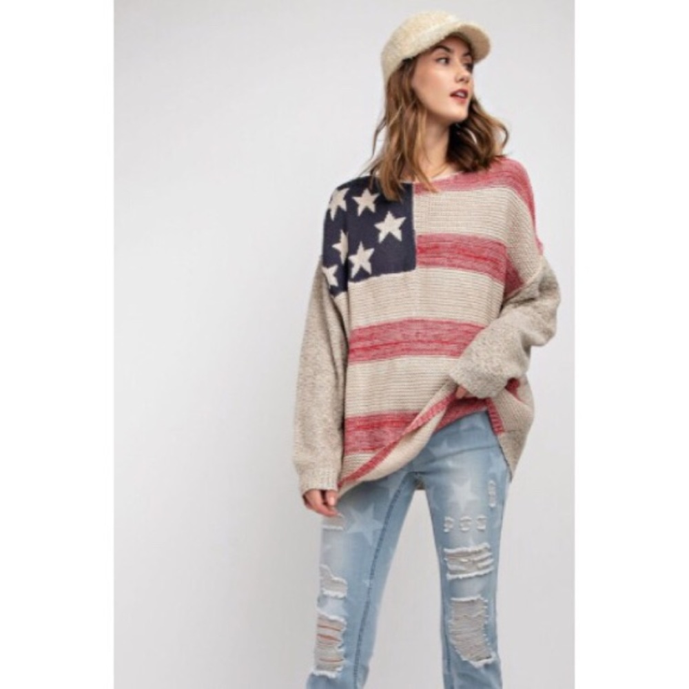 🇺🇸🆕🎉HP🎉5⭐️Flag Knit Sweater - Picture 6 of 7